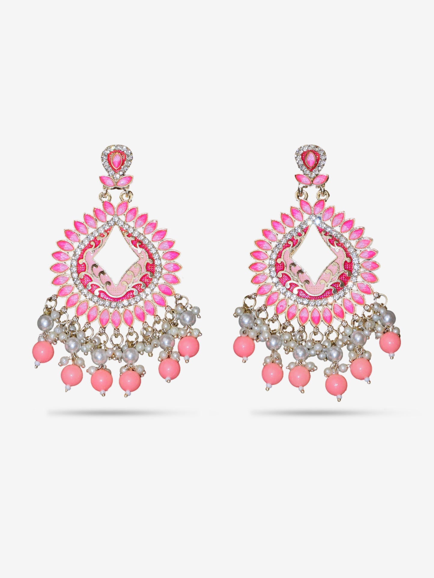 Gold-Toned & Chandbali Earrings with Crystals and Pearls for Women by Shreekama-4